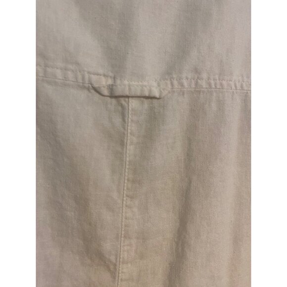 Old Navy Women’s Popover Shirt L White Preppy Casual Linen Blend Top Hi Low Hem - Picture 12 of 16